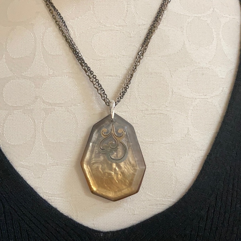 Brighton Lucite pendant with tri color chain